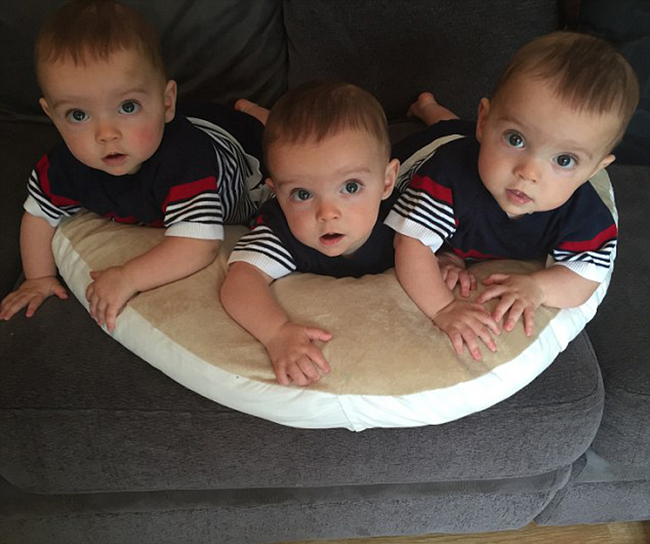 三个小家伙属于罕见的同卵三胞胎